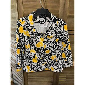 Annabell Blazer Retro Granny Business Casual Size Medium Yellow White Black